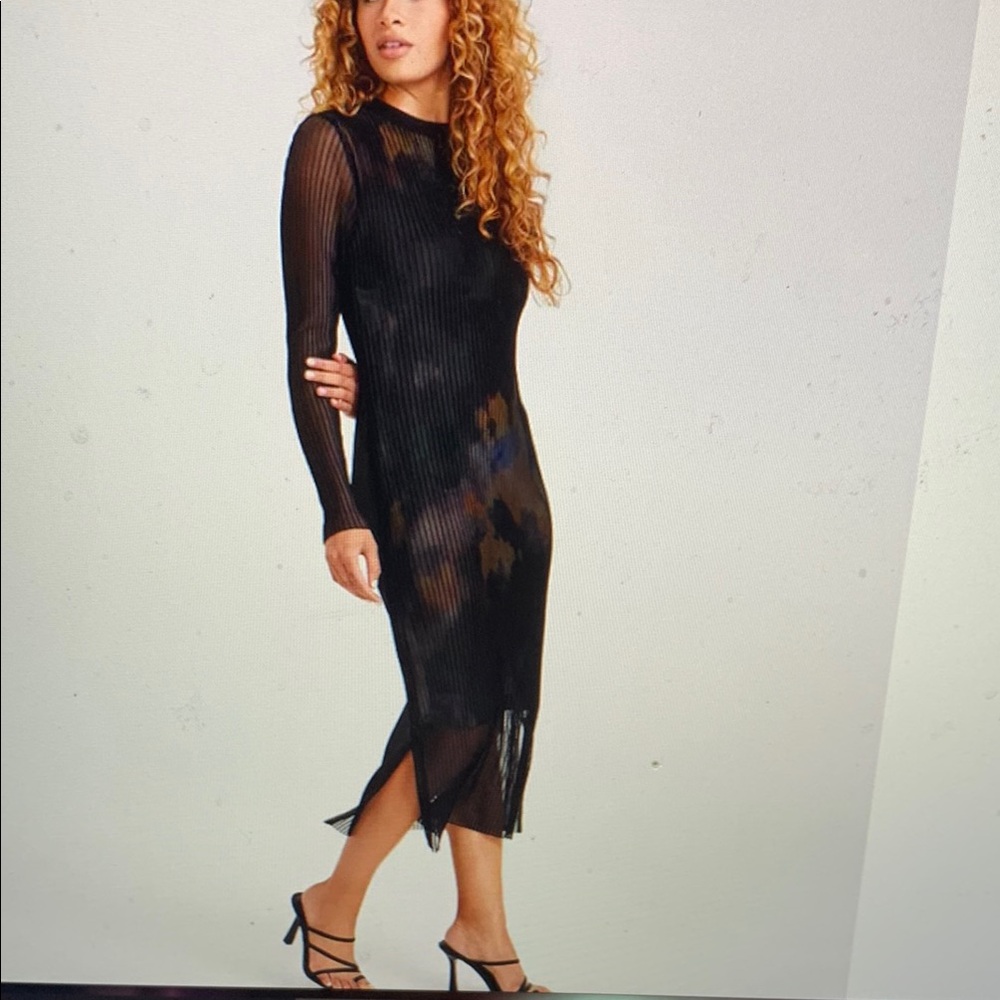 Bar III Black Long Sleeve Sheath Dress